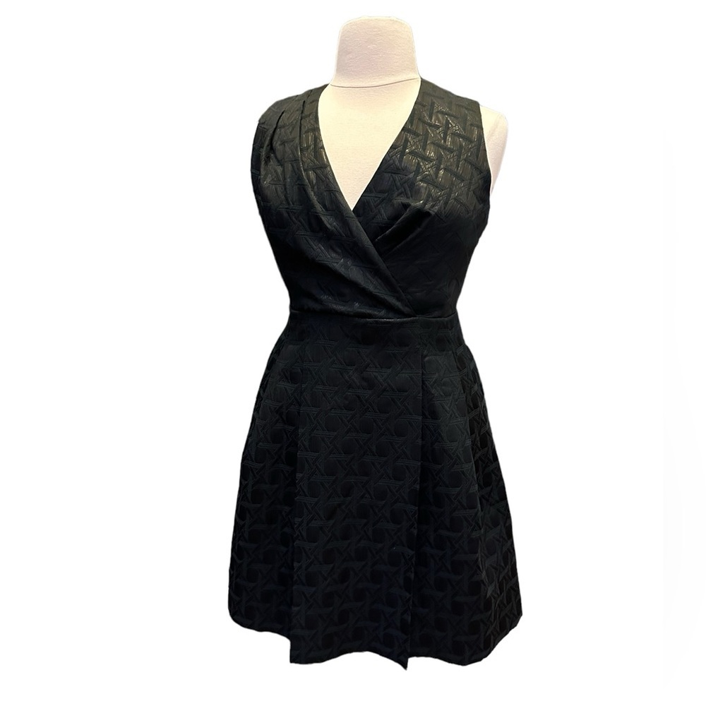 KIRNA ZABETE Womens Black Sleeveless Cotton/Metallic Blend Midi‎ Dress Size 16